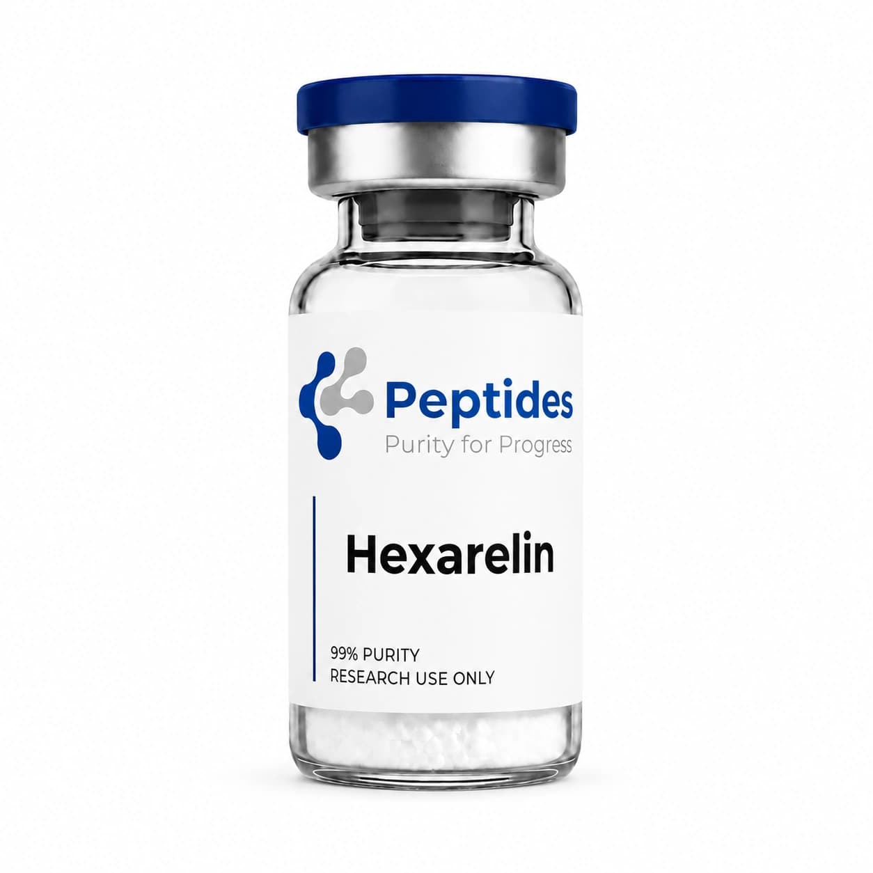 Hexarelin research peptide — ≥98% purity by HPLC — CAS 140703-51-1 — also known as Examorelin, EP-23905, MF-6003 — lyophilized powder for in-vitro laboratory research — Peptides.net