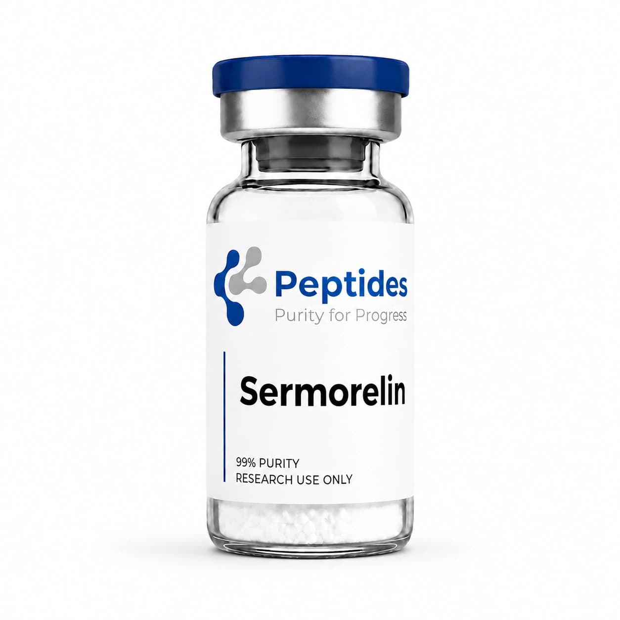 Sermorelin research peptide — ≥98% purity by HPLC — CAS 86168-78-7 — also known as GHRH(1-29), Geref, Sermorelin Acetate — lyophilized powder for in-vitro laboratory research — Peptides.net
