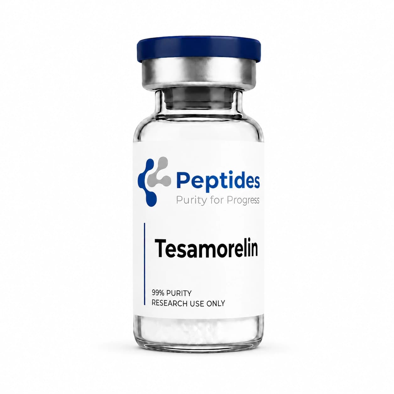 Tesamorelin research peptide — ≥98% purity by HPLC — CAS 218949-48-5 — also known as TH9507, EGRIFTA active compound — lyophilized powder for in-vitro laboratory research — Peptides.net